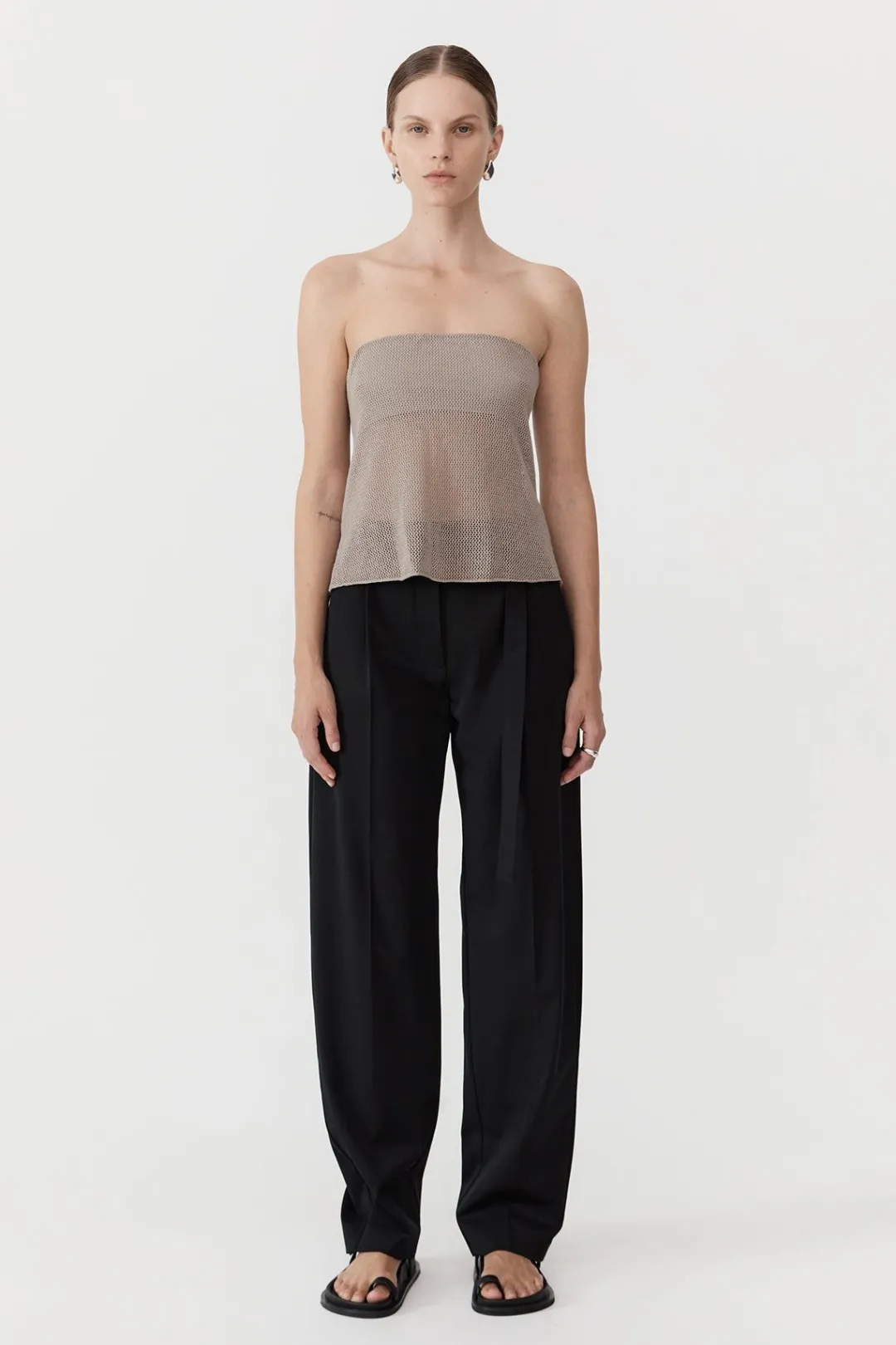 Knitwear*St. Agni Mesh Strapless Top - Fog