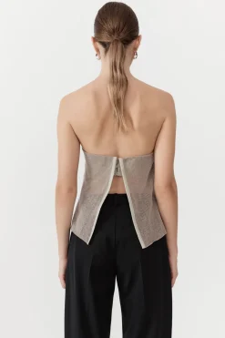 Knitwear*St. Agni Mesh Strapless Top - Fog