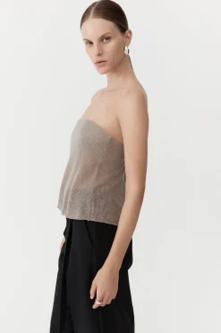 Knitwear*St. Agni Mesh Strapless Top - Fog