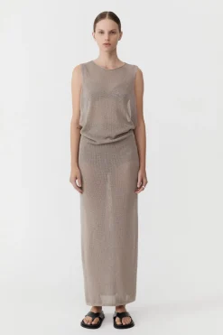 Knitwear*St. Agni Mesh Tuck Back Maxi Dress - Fog