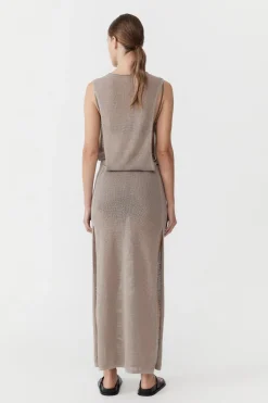 Knitwear*St. Agni Mesh Tuck Back Maxi Dress - Fog