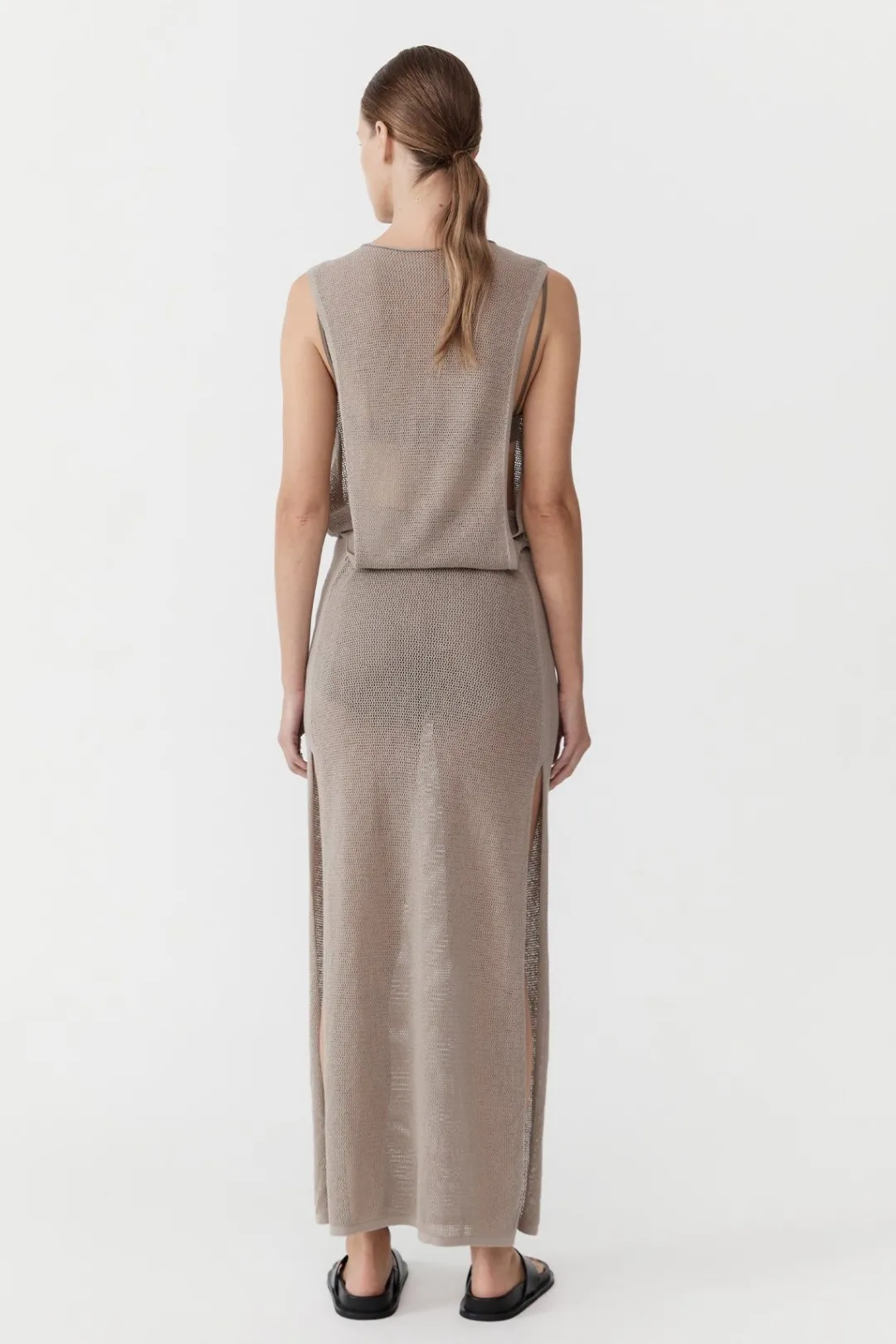 Knitwear*St. Agni Mesh Tuck Back Maxi Dress - Fog