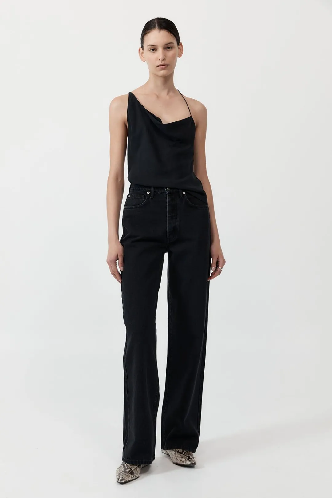 Denim*St. Agni Mid Rise Wide Leg - Washed Black