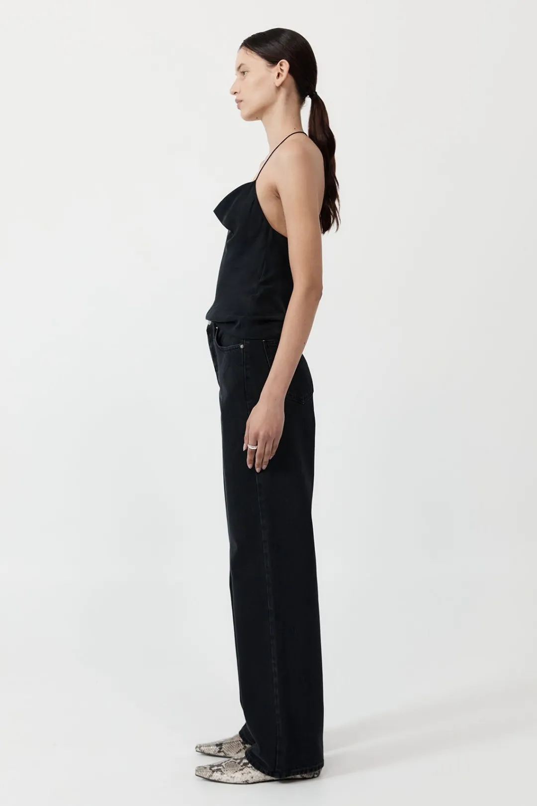 Denim*St. Agni Mid Rise Wide Leg - Washed Black