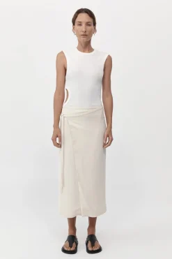 Skirts*St. Agni Midi Wrap Skirt - Cool White