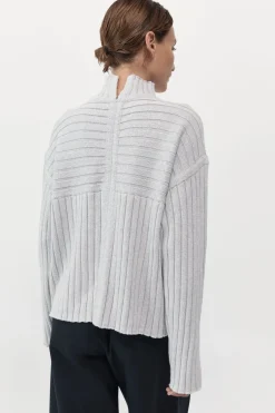 Jumpers*St. Agni Mock Neck Rib Knit Jumper - Soft Grey