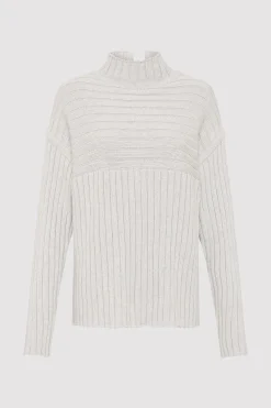 Jumpers*St. Agni Mock Neck Rib Knit Jumper - Soft Grey