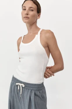 Tops*St. Agni Organic Cotton Abstract Singlet - White