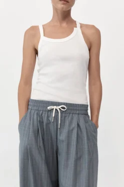 Tops*St. Agni Organic Cotton Abstract Singlet - White