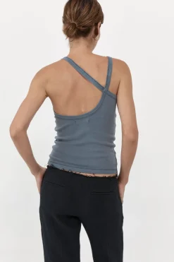 Tops*St. Agni Organic Cotton Abstract Singlet - Diesel Grey