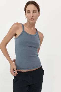 Tops*St. Agni Organic Cotton Abstract Singlet - Diesel Grey