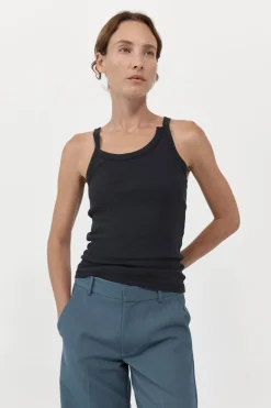 Basics*St. Agni Organic Cotton Abstract Singlet - Black