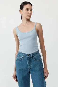 Basics*St. Agni Organic Cotton Asymm Tank - Stone Blue