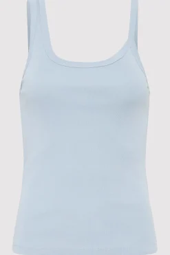 Basics*St. Agni Organic Cotton Asymm Tank - Stone Blue