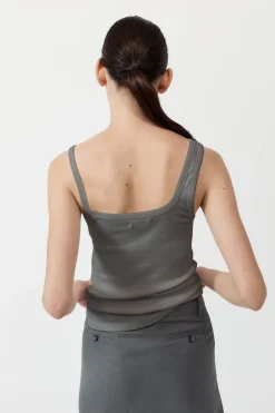 Basics*St. Agni Organic Cotton Asymm Tank - Pewter Grey
