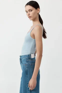 Singlets*St. Agni Organic Cotton Asymm Tank - Stone Blue