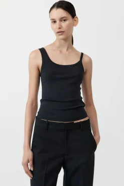 Singlets*St. Agni Organic Cotton Asymm Tank - Black