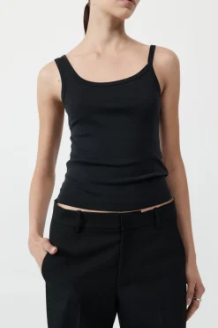 Singlets*St. Agni Organic Cotton Asymm Tank - Black