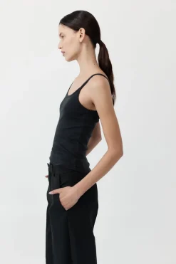 Singlets*St. Agni Organic Cotton Asymm Tank - Black