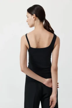 Singlets*St. Agni Organic Cotton Asymm Tank - Black