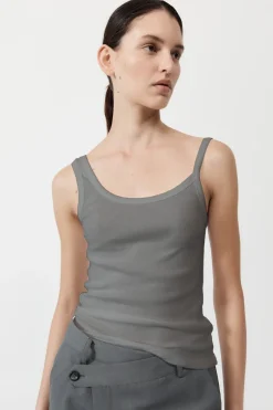 Singlets*St. Agni Organic Cotton Asymm Tank - Pewter Grey