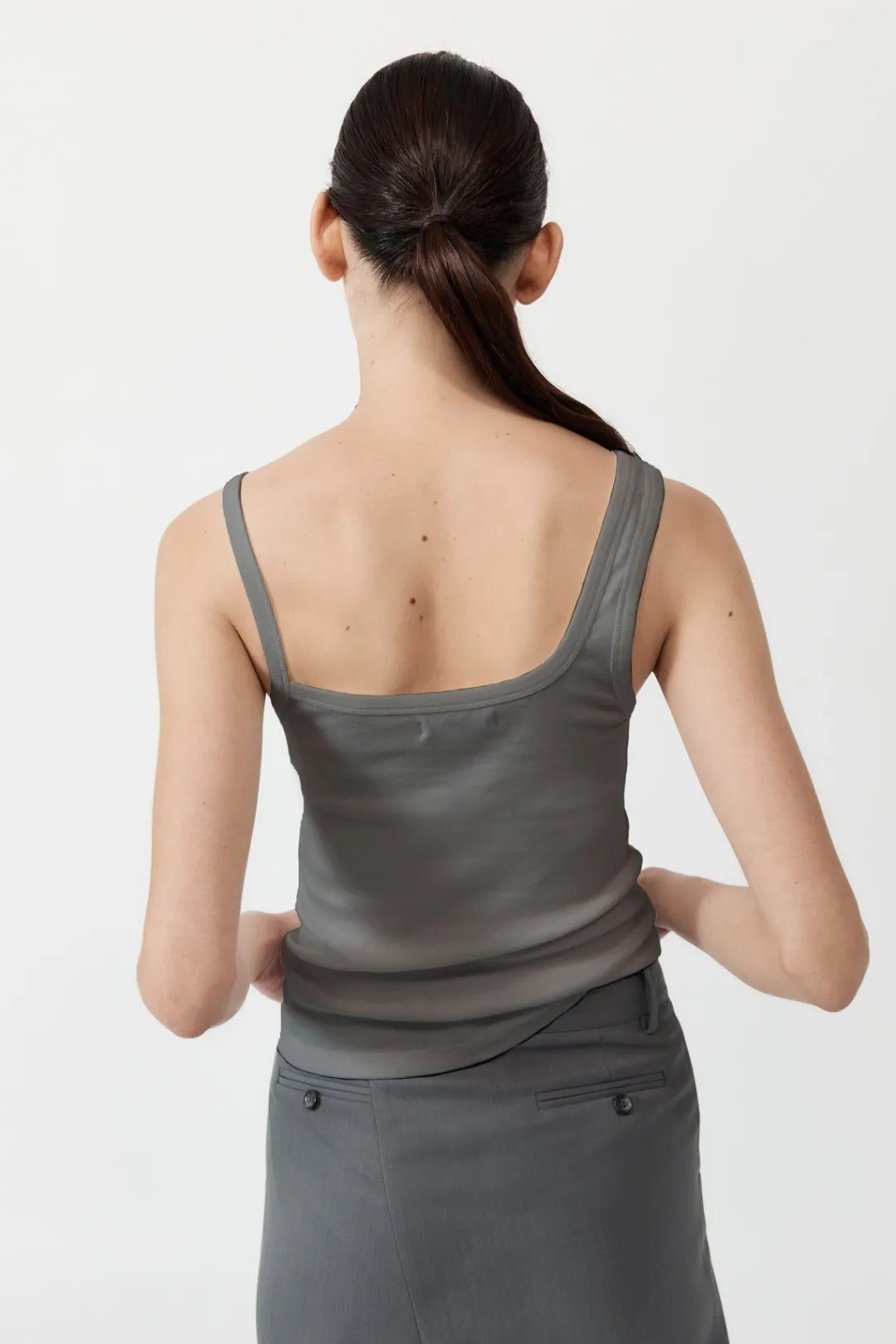 Singlets*St. Agni Organic Cotton Asymm Tank - Pewter Grey