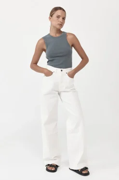 Singlets*St. Agni Organic Cotton Asymmetric Tank - Diesel Grey