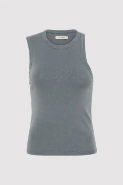 Singlets*St. Agni Organic Cotton Asymmetric Tank - Diesel Grey