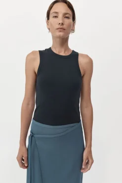 Singlets*St. Agni Organic Cotton Asymmetric Tank - Black
