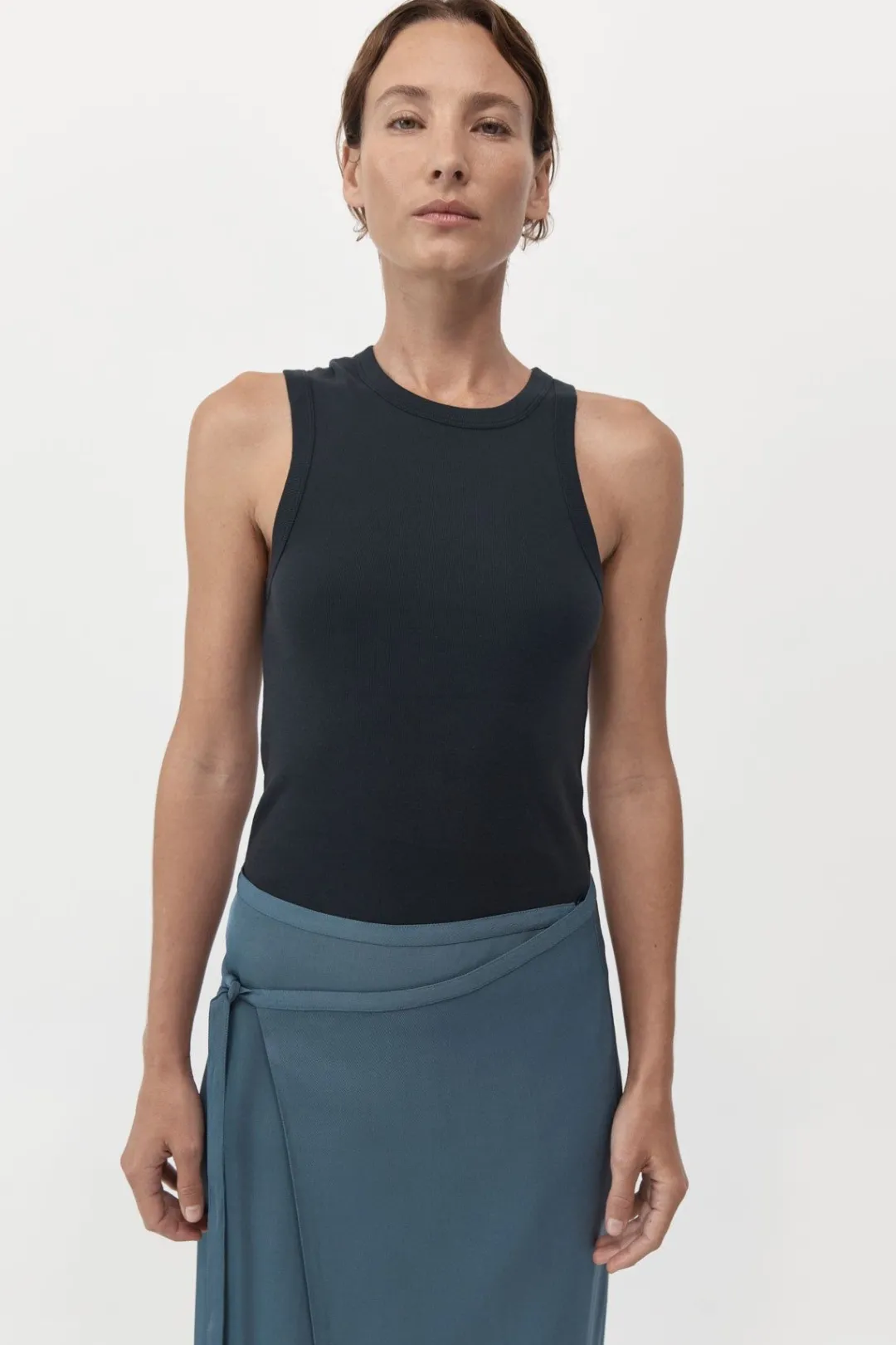 Basics*St. Agni Organic Cotton Asymmetric Tank - Black