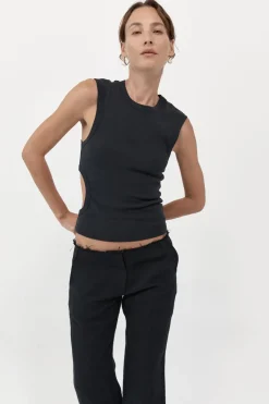 Basics*St. Agni Organic Cotton Cut Out Tank - Black