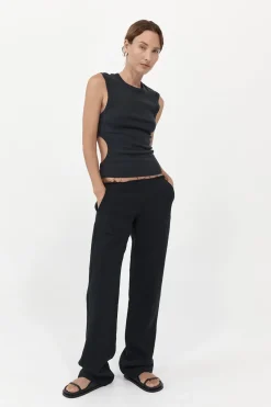 Singlets*St. Agni Organic Cotton Cut Out Tank - Black