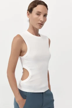 Tops*St. Agni Organic Cotton Cut Out Tank - White
