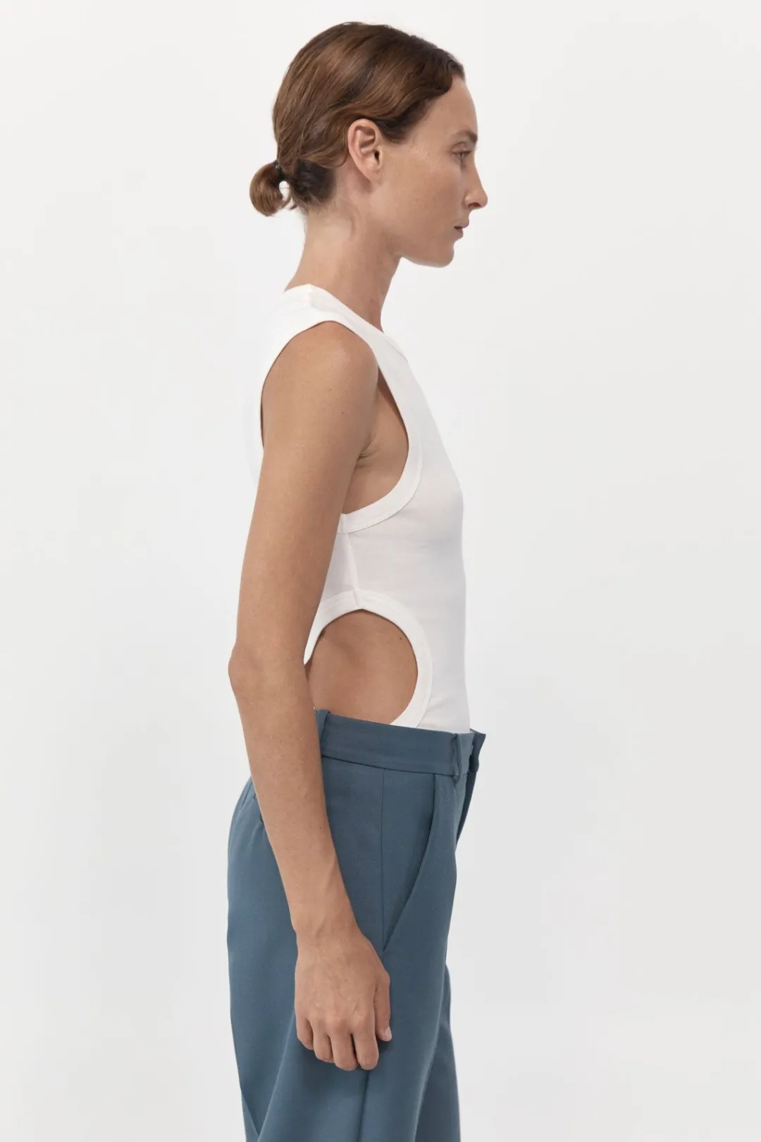 Tops*St. Agni Organic Cotton Cut Out Tank - White