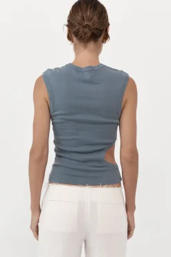 Tops*St. Agni Organic Cotton Cut Out Tank - Diesel Grey