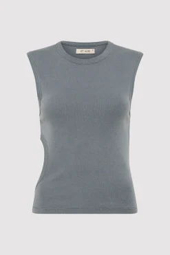 Tops*St. Agni Organic Cotton Cut Out Tank - Diesel Grey
