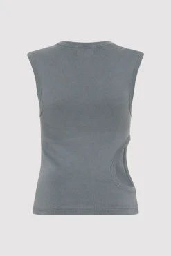 Tops*St. Agni Organic Cotton Cut Out Tank - Diesel Grey