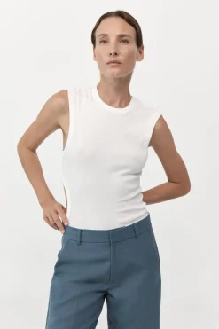 Singlets*St. Agni Organic Cotton Cut Out Tank - White