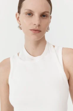 Tops*St. Agni Organic Cotton Layered Tank - White