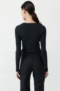 T-Shirts*St. Agni Organic Cotton Long Sleeve Top - Black