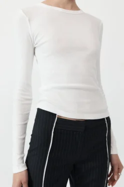T-Shirts*St. Agni Organic Cotton Long Sleeve Top - White
