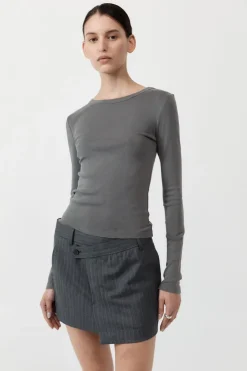 Basics*St. Agni Organic Cotton Long Sleeve Top - Pewter Grey
