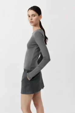 Basics*St. Agni Organic Cotton Long Sleeve Top - Pewter Grey