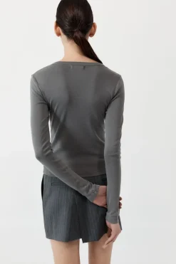 Basics*St. Agni Organic Cotton Long Sleeve Top - Pewter Grey