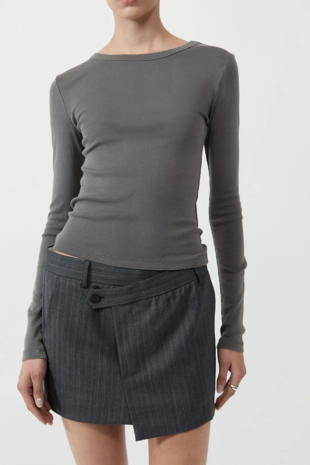 T-Shirts*St. Agni Organic Cotton Long Sleeve Top - Pewter Grey