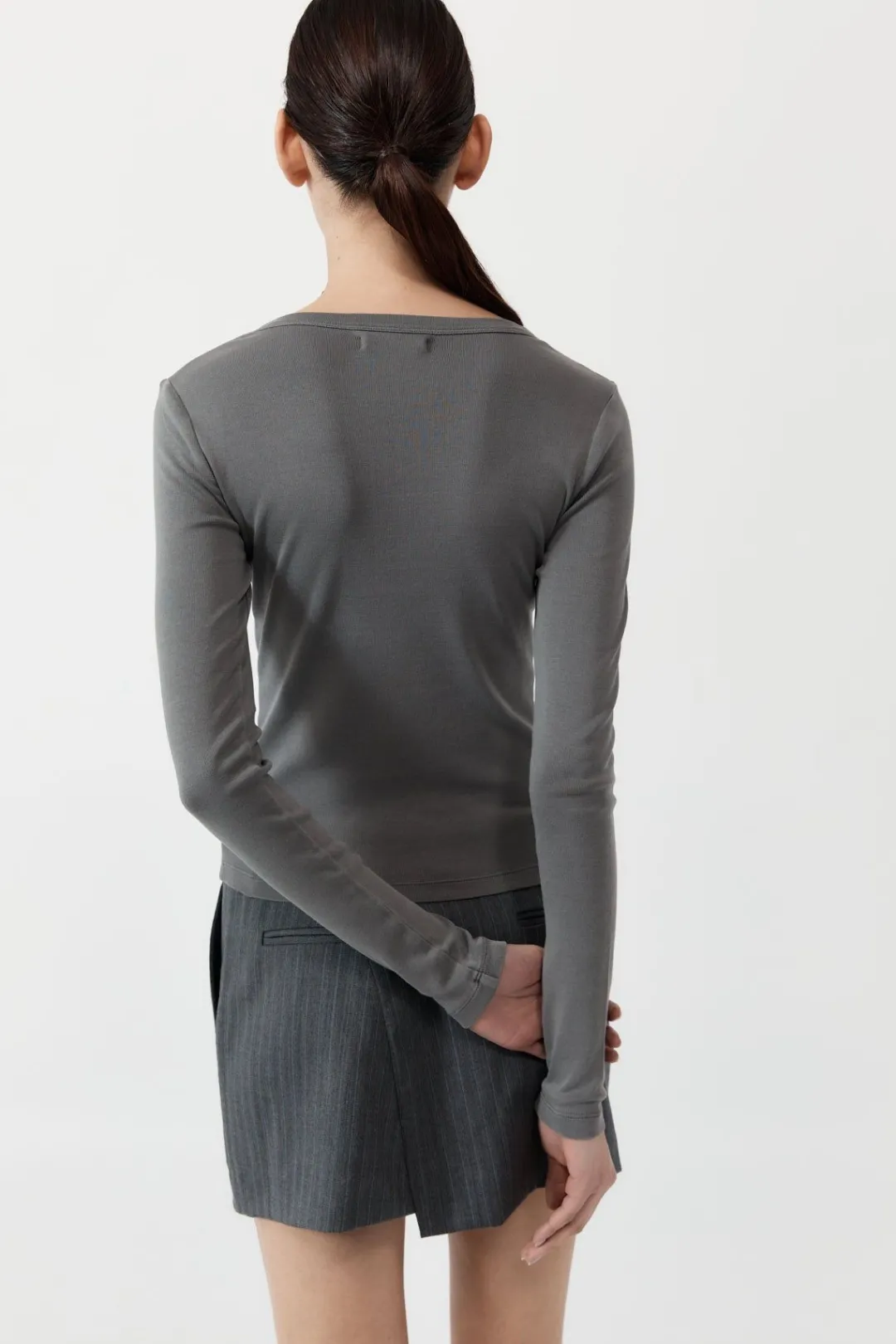 T-Shirts*St. Agni Organic Cotton Long Sleeve Top - Pewter Grey