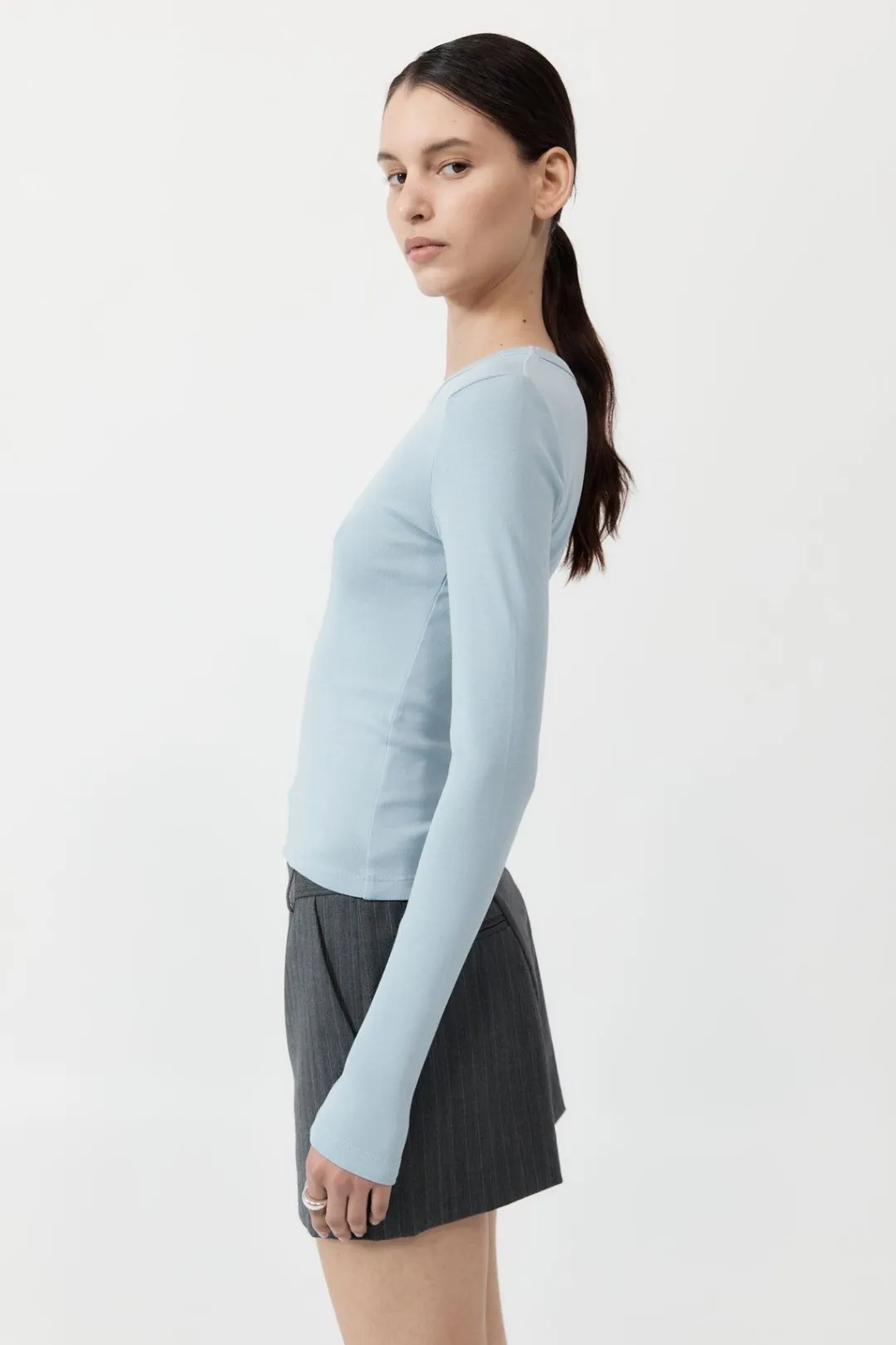 T-Shirts*St. Agni Organic Cotton Long Sleeve Top - Stone Blue