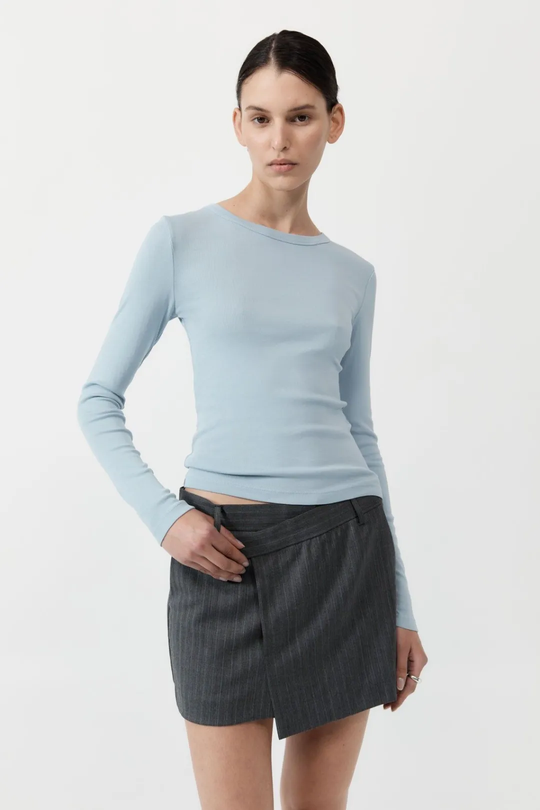 Basics*St. Agni Organic Cotton Long Sleeve Top - Stone Blue