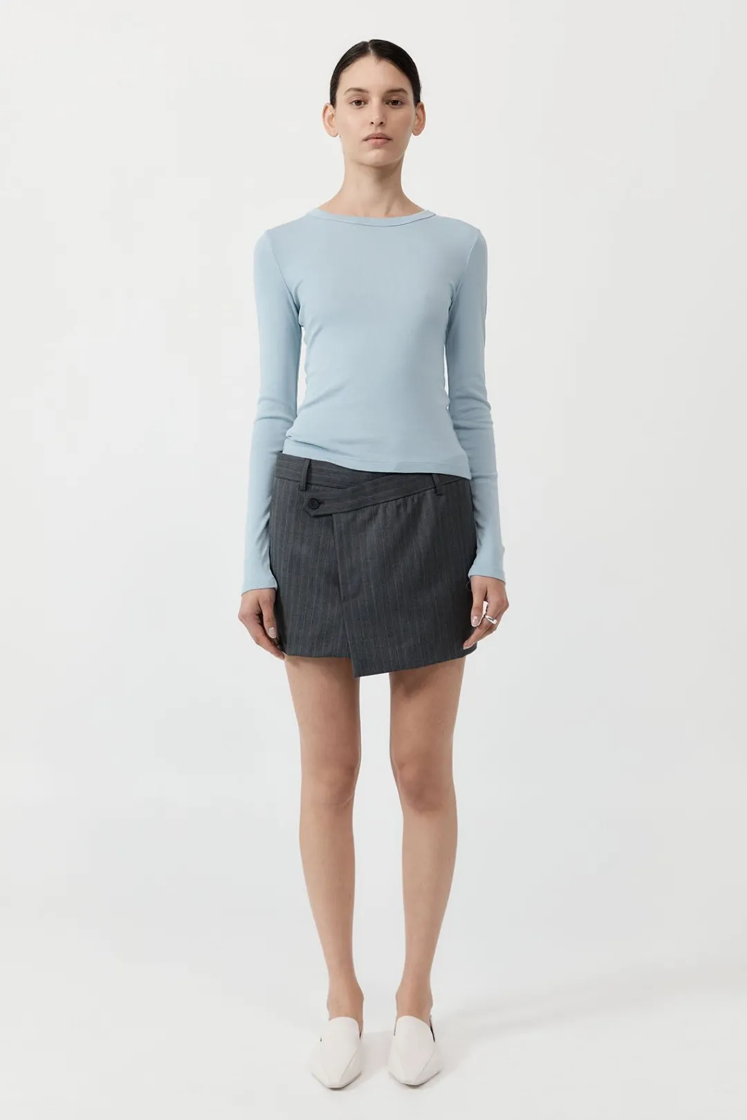 Basics*St. Agni Organic Cotton Long Sleeve Top - Stone Blue