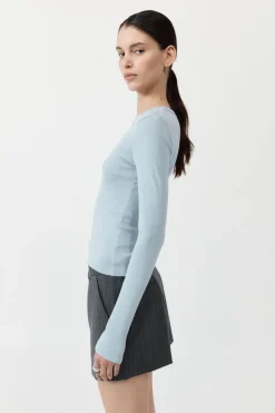 Basics*St. Agni Organic Cotton Long Sleeve Top - Stone Blue